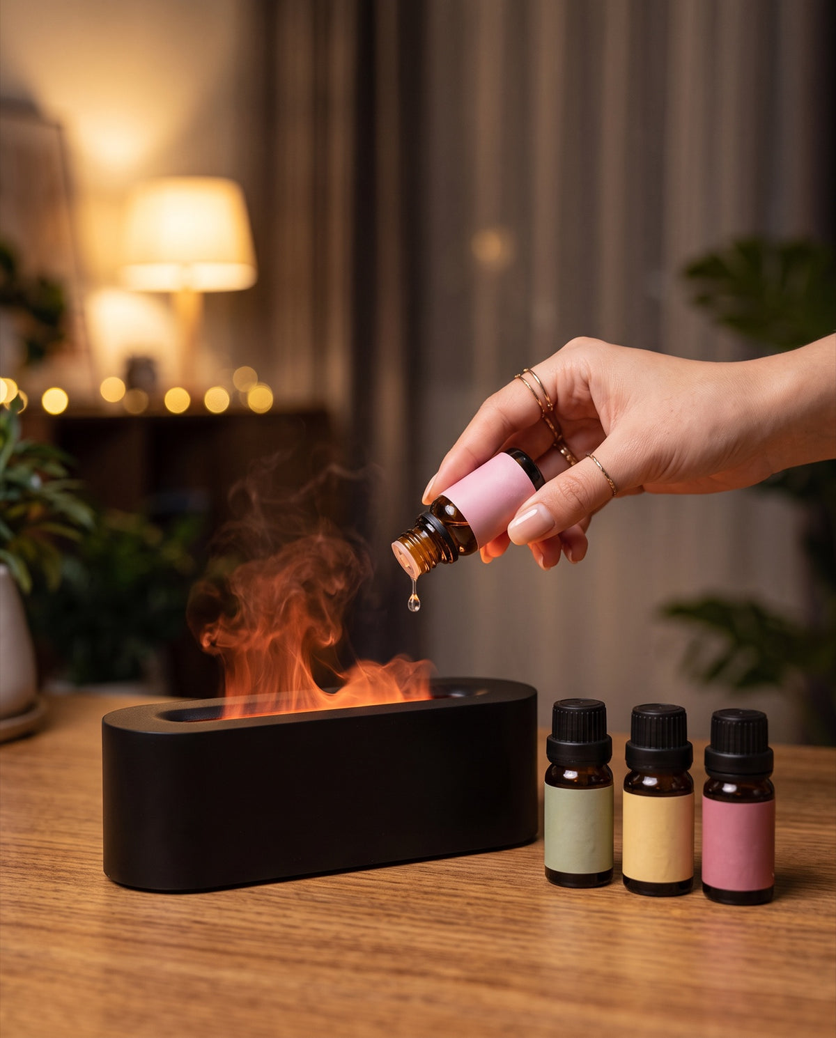 Adding a few drops of the included aroma oil to the diffuser